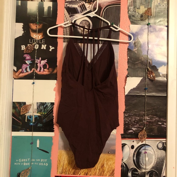 Abercrombie&Fitch Maroon Bodysuit Lace Tank Top - Picture 3 of 5